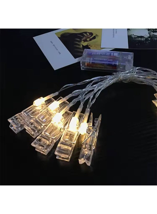 10 LED Photo Peg Clips String Lights Indoor Fairy Lights for Hanging Pictures Cards Ideas - Image 3